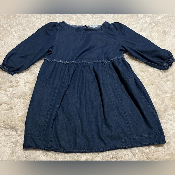Dresses & Skirts - SWEET GENESIS Darkwash Denim Dress 3/4 Puffed Sleeve Sz. L